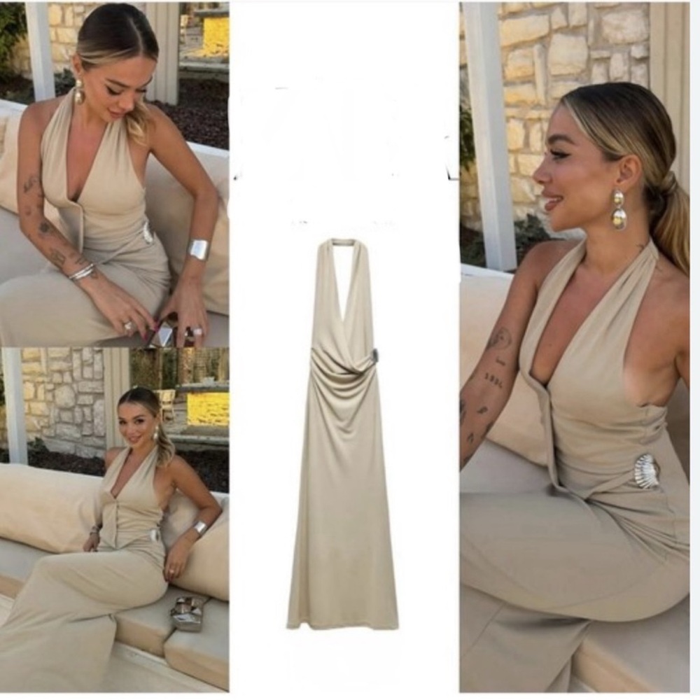 ZARA Shell Elegant Halter Maxi Dress